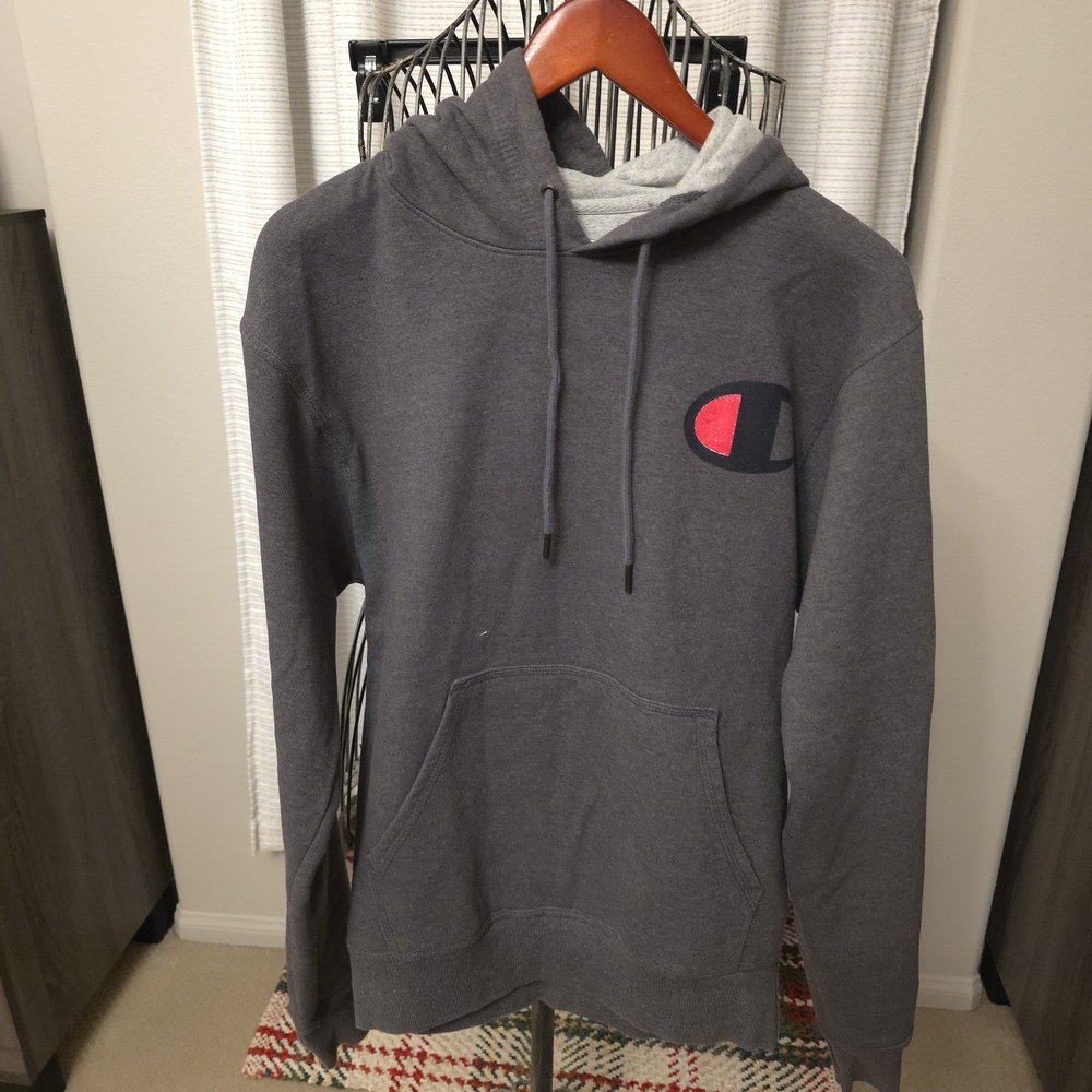 Champion Men's Charcoal Hoodie with Logo